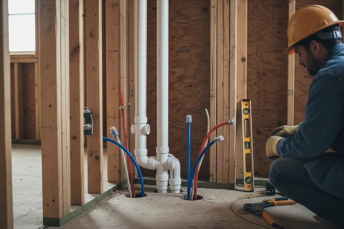 Drain and supply rough-in during Leak Detection in Dennis