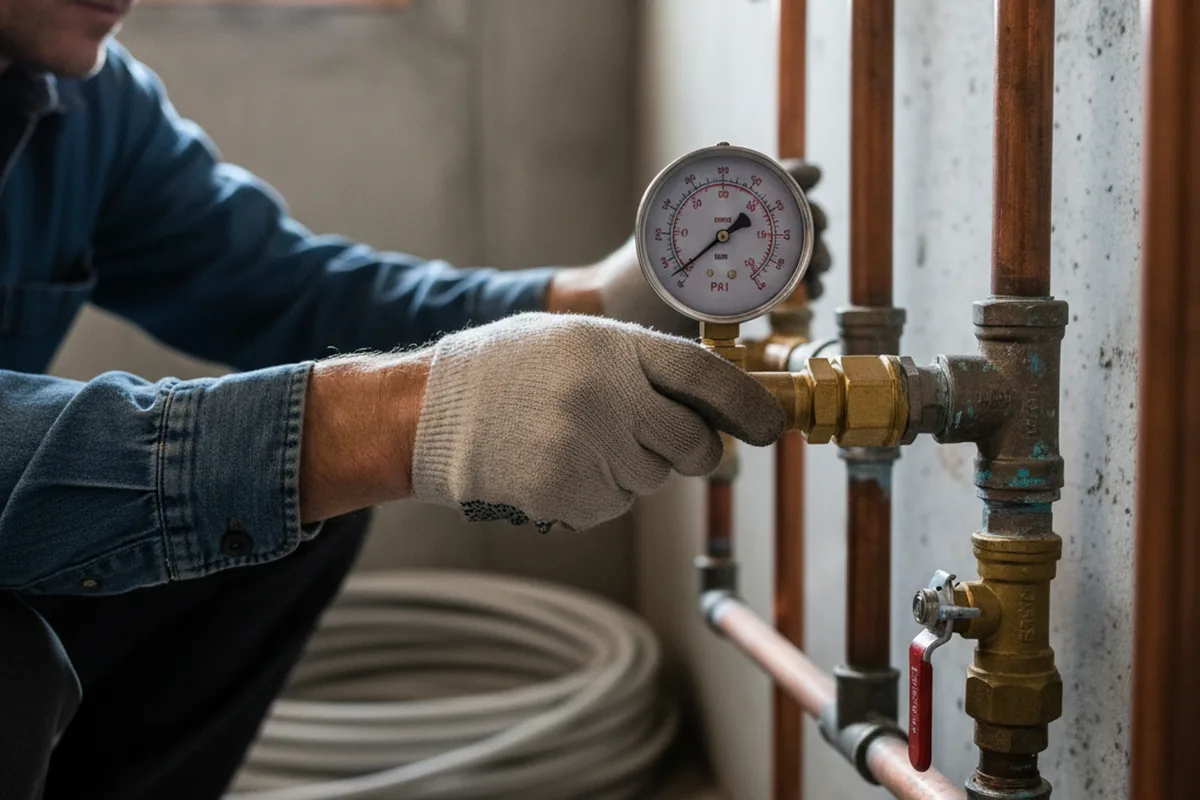 Pressure testing a repaired line during Water Line Repair in Dennis